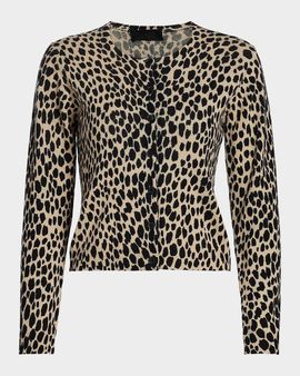 Nili Lotan Laevin Animal-Print Cashmere Cardigan