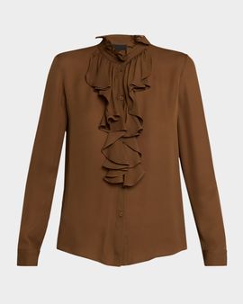 Nili Lotan Lily Ruffle-Embellished Silk Blouse