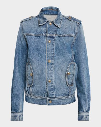 Nili Lotan Lorraine Acid-Washed Denim Jacket
