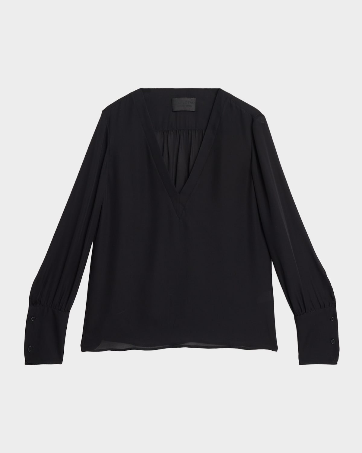 Nili Lotan Mariposa Silk Georgette V-Neck Blouse