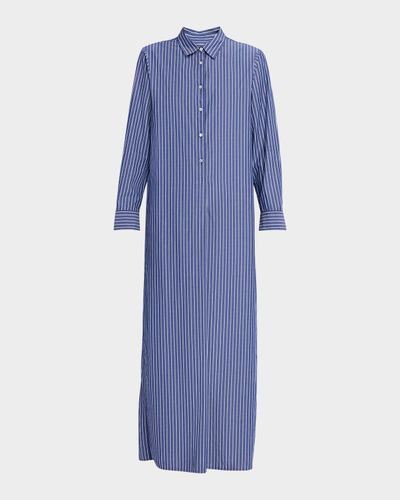 Nili Lotan Mina Striped Cotton Long-Sleeve Maxi Shirtdress