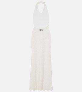 Nili Lotan Nili Lotan Eddie crochet halterneck cotton maxi dress