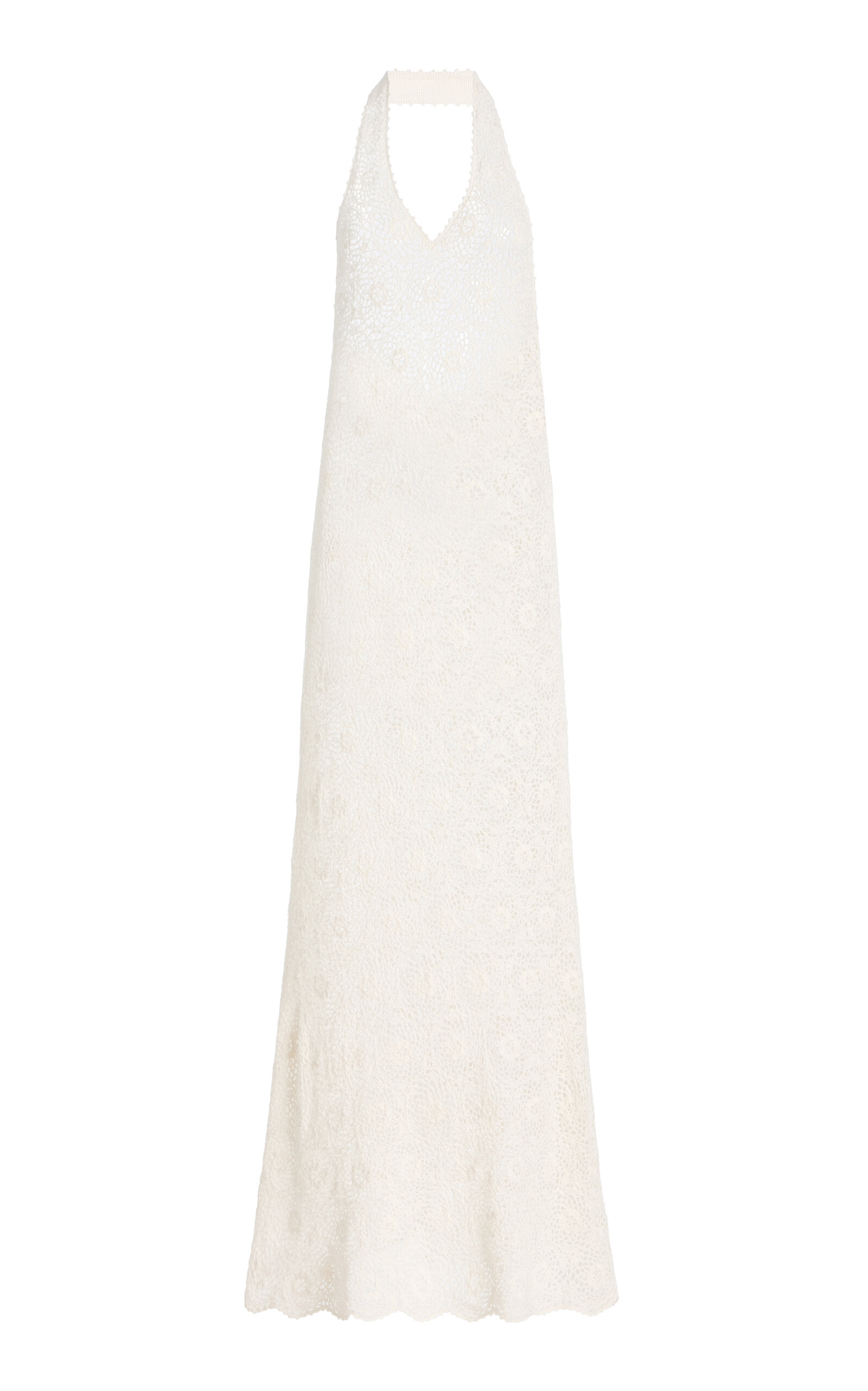 NILI LOTAN NILI LOTAN Eddie Crocheted Cotton Maxi Halter Dress