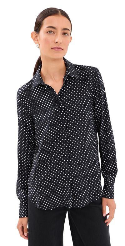Nili Lotan Nili Lotan Gaia Slim Button Down Shirt Ivory Polka Dot