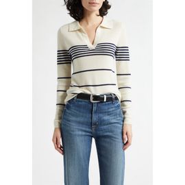 Nili Lotan Nili Lotan Lucille Placed Stripe Cashmere Polo Sweater