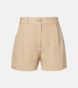 Nili Lotan Nili Lotan Pleated high-rise linen and silk shorts