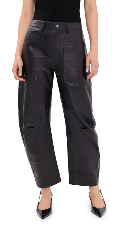 Nili Lotan Nili Lotan Shon Leather Barrel Pants Midnight