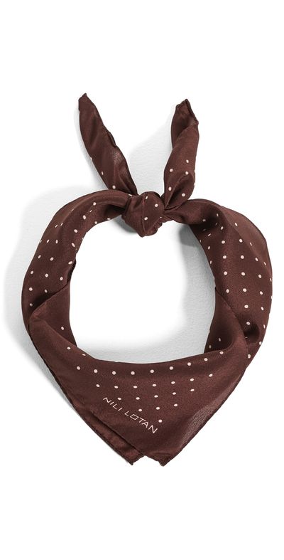 Nili Lotan Nili Lotan Silk Mini Dot Scarf Burgundy One