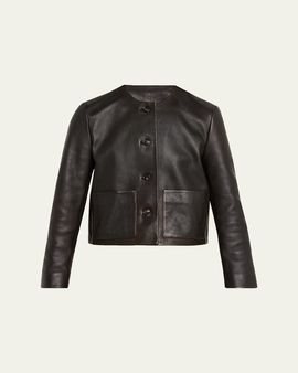Nili Lotan Ophelie Leather Collarless Jacket