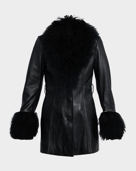 Nili Lotan Sefa Lamb Shearling Trimmed Leather Jacket