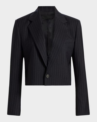 Nili Lotan Swan Pinstriped Stretch-Wool Crop Blazer