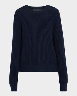 Nili Lotan Tarik Cotton-Silk English Rib Crewneck Sweater