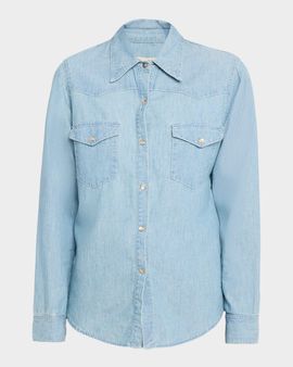 Nili Lotan Travis Chambray Western Button-Down Shirt