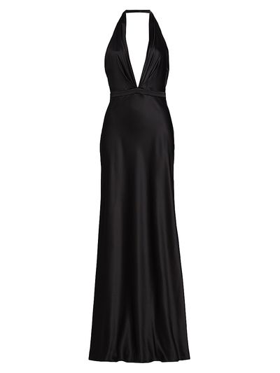 Nili Lotan Women's Essy Silk Plunging V-Halterneck Gown