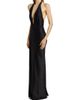 Nili Lotan Women's Essy Silk Plunging V-Halterneck Gown - 4