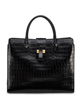 Nili Lotan Women's Lou Croc-Embossed Leather Top Handle Bag