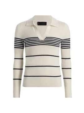 Nili Lotan Women's Lucille Striped Cashmere Polo Sweater