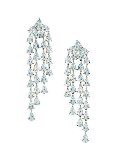 Nina Gilin Women's 14K Yellow Gold & Blue Topaz Chandelier Earrings