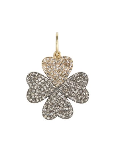 Nina Gilin Women's 14K Yellow Gold, Rhodium-Plated Silver & 0.78 TCW Diamond Clover Pendant