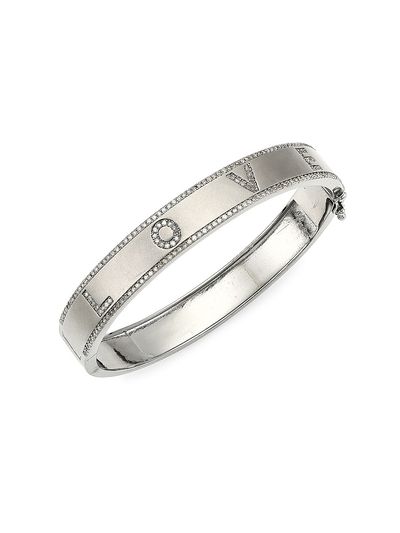 Nina Gilin Women's Rhodium-Plated Silver & 1.28 TCW Diamond Love Bangle Bracelet