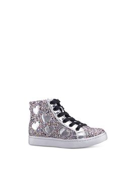 Nina Nina Girls' Cass T Glitter High Top Zip Lace Up Sneakers