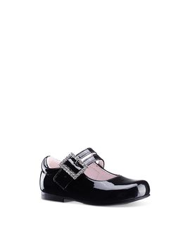 Nina Nina Girls' Rhinestone Buckle Mary Jane Flats Toddler