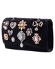 Nina Nina Navi Crystal Brooch Velvet Clutch - 4