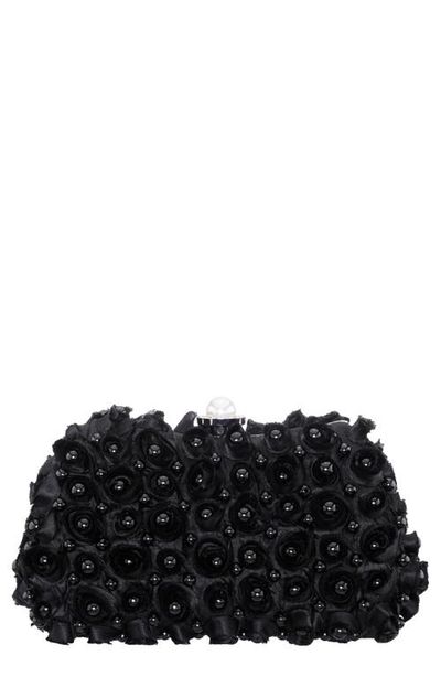 Nina Nina Paloma Rosette Imitation Pearl Frame Clutch