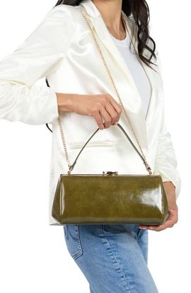 Nina Nina Piera Faux Leather Frame Clutch