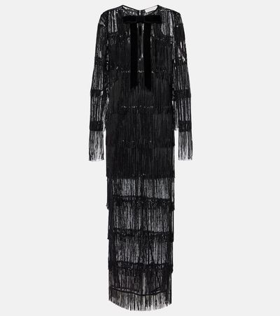 nina ricci sequin dress Nina Ricci sequin-embellished Fringed Mini Dress | Black