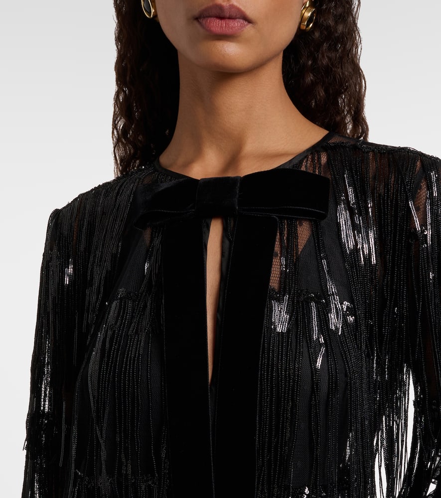 nina ricci sequin embellished dress Nina Ricci Mini Sequin Fringe Dress 38