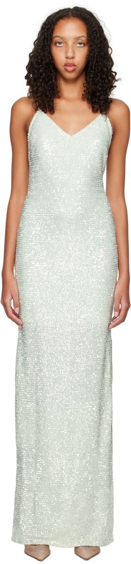 Nina Ricci Nina Ricci Green Sequinned Maxi Dress