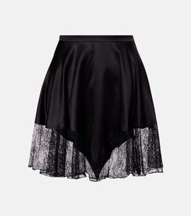 Nina Ricci Nina Ricci Lace-trimmed satin miniskirt