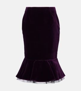 Nina Ricci Nina Ricci Peplum cotton velvet midi skirt