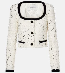 Nina Ricci Nina Ricci Polka-dot fringed wool-blend tweed jacket