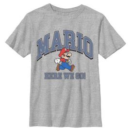 NINTENDO Boy's Nintendo Here We Go Varsity Graphic T-Shirt