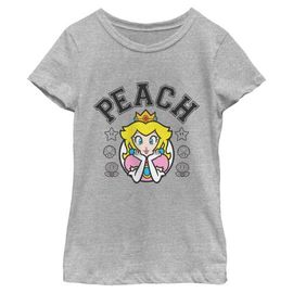 NINTENDO Girl's Nintendo Peach Varsity Badge Graphic T-Shirt