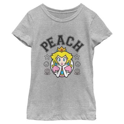 NINTENDO Girl's Nintendo Peach Varsity Badge Graphic T-Shirt