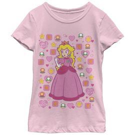 NINTENDO Girl's Nintendo Princess Peach Girls Rule Graphic Tee