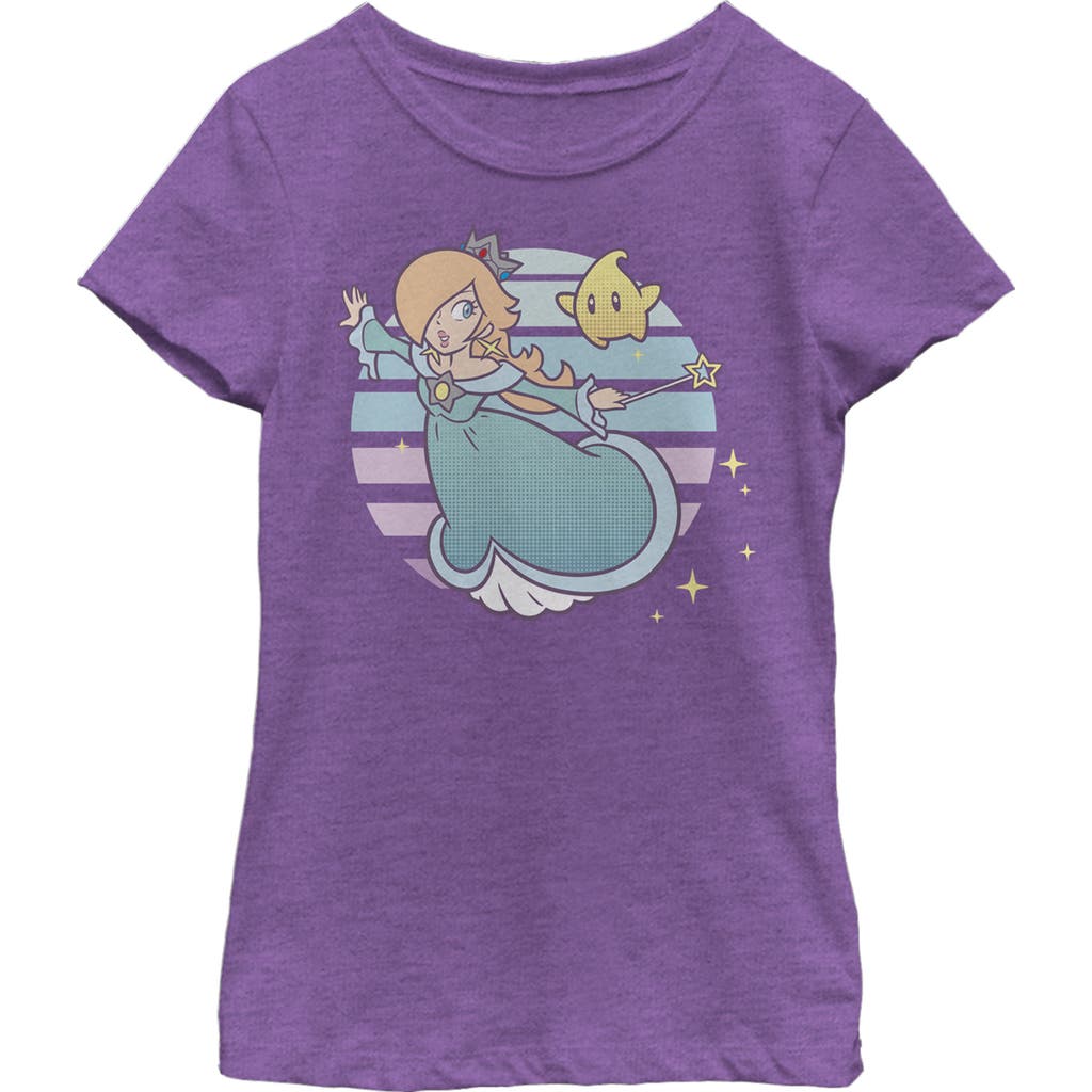NINTENDO Girl's Nintendo Super Mario Rosalina And Luma Striped Background Portrait  Graphic T-Shirt