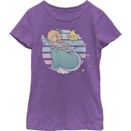 NINTENDO Girl's Nintendo Super Mario Rosalina And Luma Striped Background Portrait  Graphic T-Shirt
