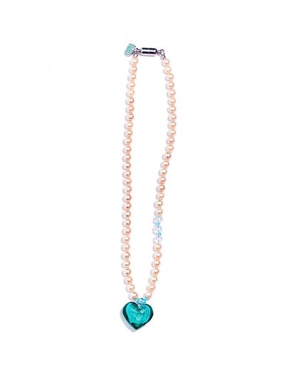 niroserendipity MiNT HEART GLASS PEARL NECKLACE #98