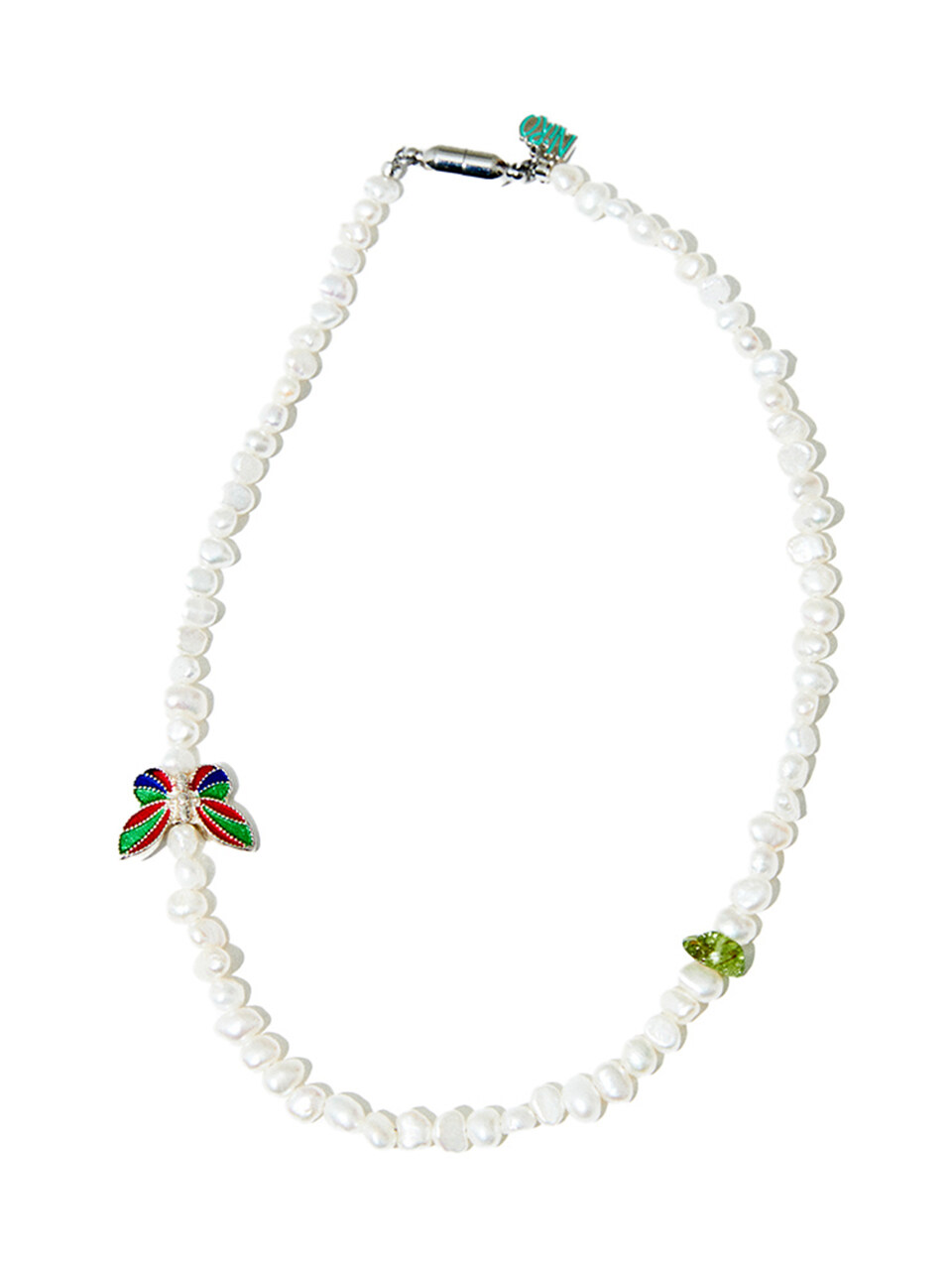 niroserendipity Pearl n Butterfly n Greenstone Necklace