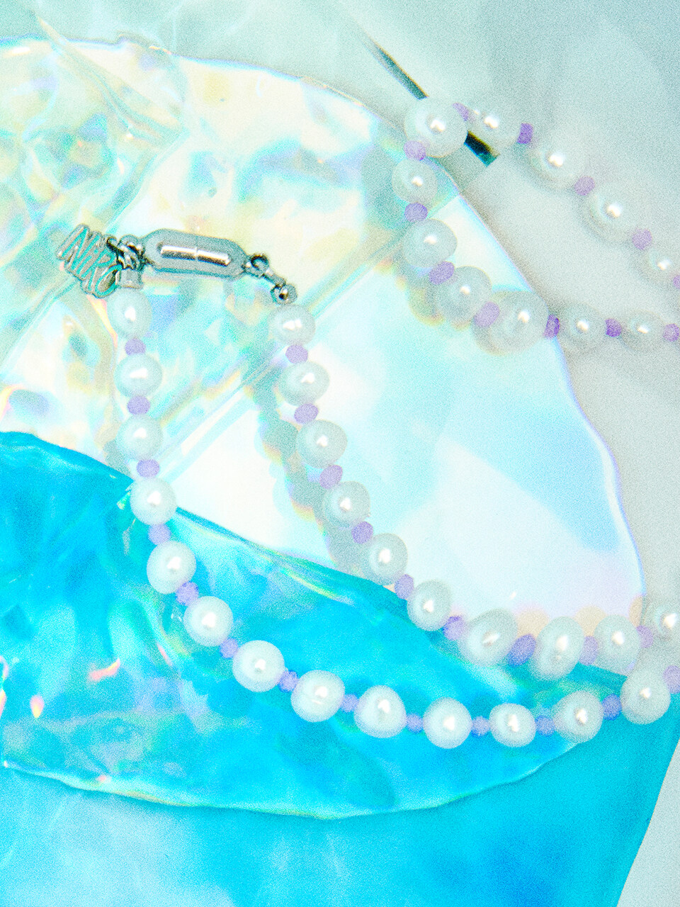 niroserendipity Purple Rondelle Beads Pearl Necklace