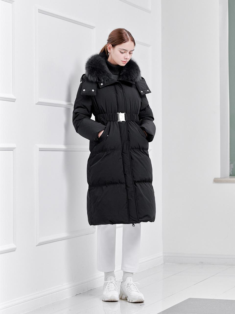 nitina faux fur-down long coat BK