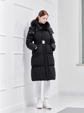 nitina faux fur-down long coat BK