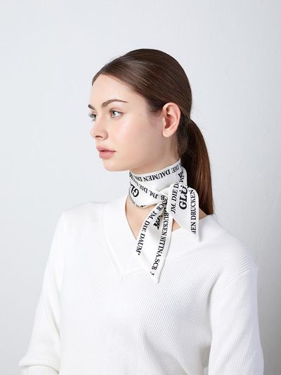 nitina lettering slim scarf white