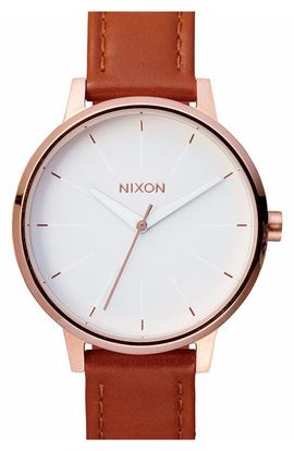 Nixon Nixon 'The Kensington' Leather Strap Watch, 37mm