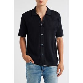 NN07 NN07 Nalo 6561 Short Sleeve Knit Cotton Button-Up Shirt