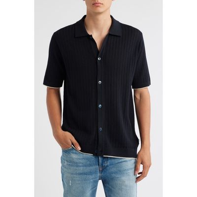 NN07 NN07 Nalo 6561 Short Sleeve Knit Cotton Button-Up Shirt
